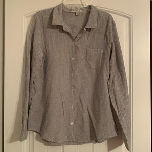 XL Button down grey white striped collared shirt